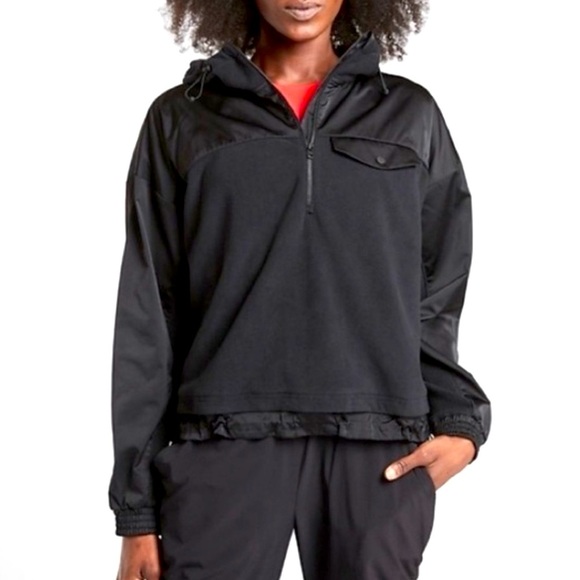 Athleta Black Utility Jacket with Hood and Elastic Hem - Picture 1 of 9